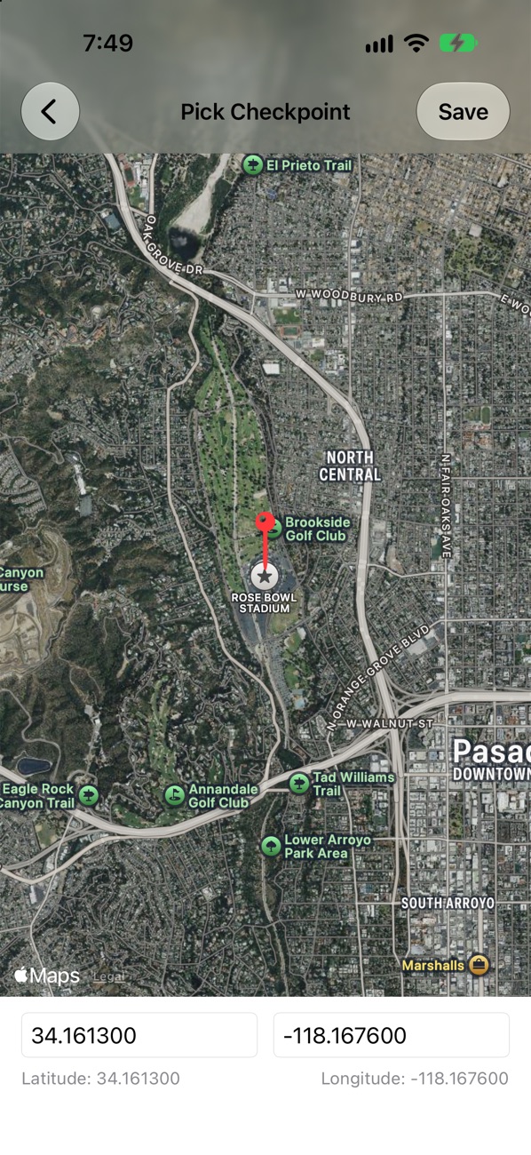 Picking a target on a satellite map